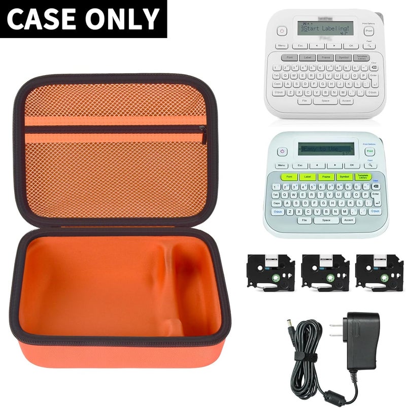 GWCASE Case Compatible with Brother P-Touch PTD220 210 Home/Office Everyday Label Maker, Storage Holder Carrying Organizer for Label Tapes, AC Adapter, Charging Cables (Box Only) -Orange - Image 2